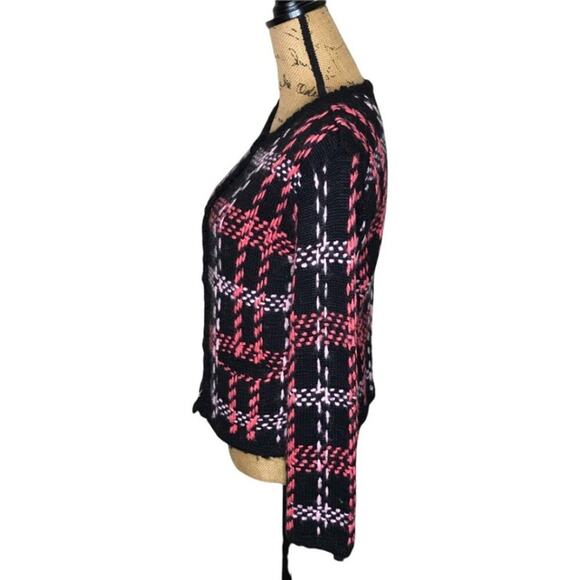 Talbots Petites Size Large Vintage Black Plaid Cardigan/Jacket Pockets - Picture 7 of 10